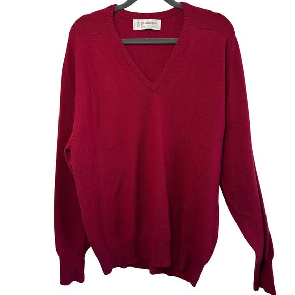 Mens Johnstons of Elign scottish 100% cashmere red vneck sweater s 48” (XXXL) - Picture 1 of 7